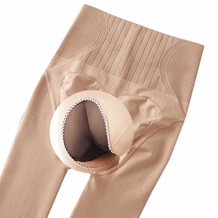 袜镂空肤色咖啡踩脚 打底裤 秋冬加绒开裆高腰水光连裤 袜200斤大码