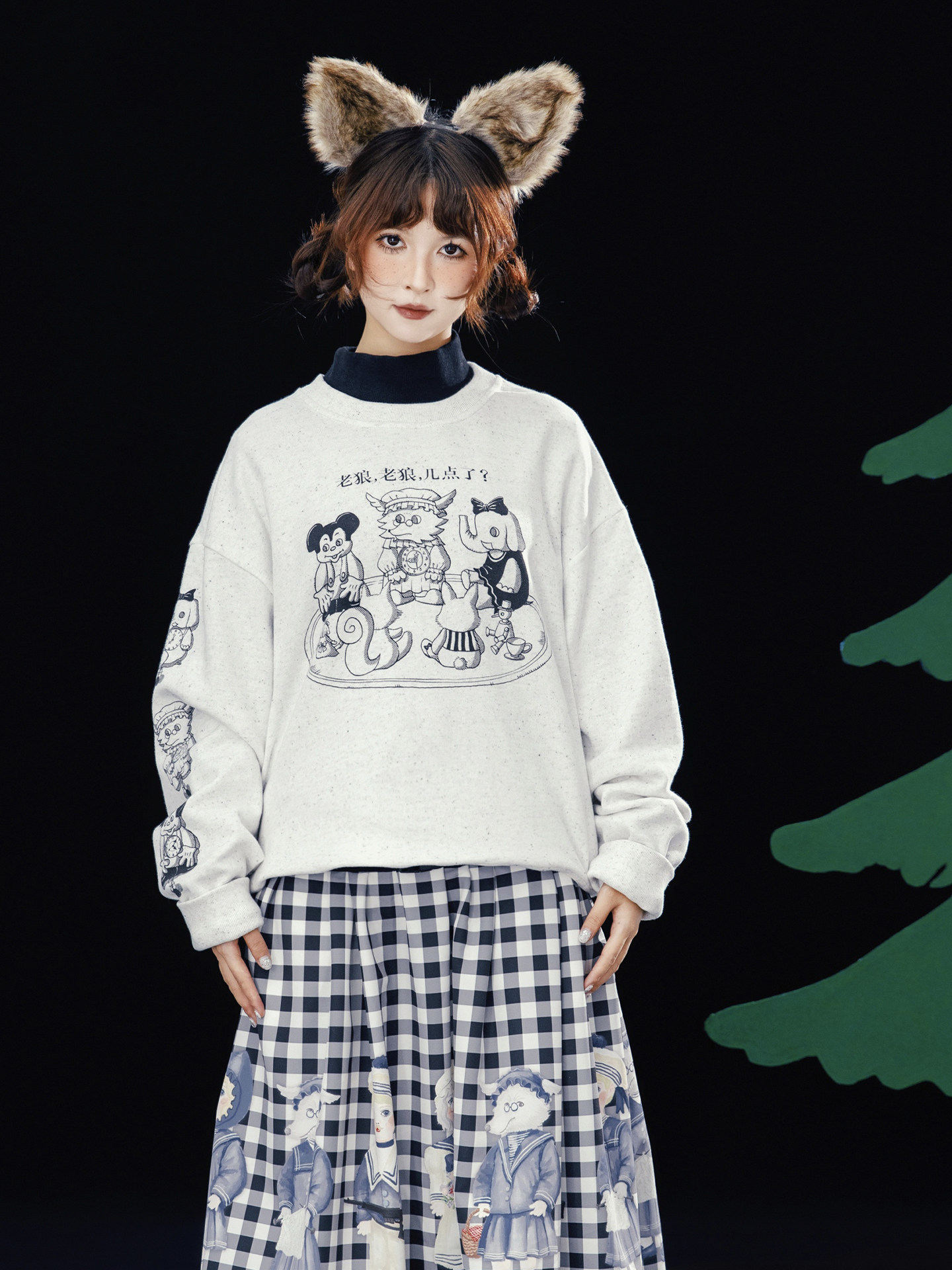 Asymmetrical Gray Print Sweatshirt Buy Online Now - Taobao product photo 4