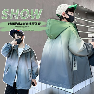 男童秋装 风衣夹克男孩痞帅宽松连帽上衣 外套2024新款 中大童秋季