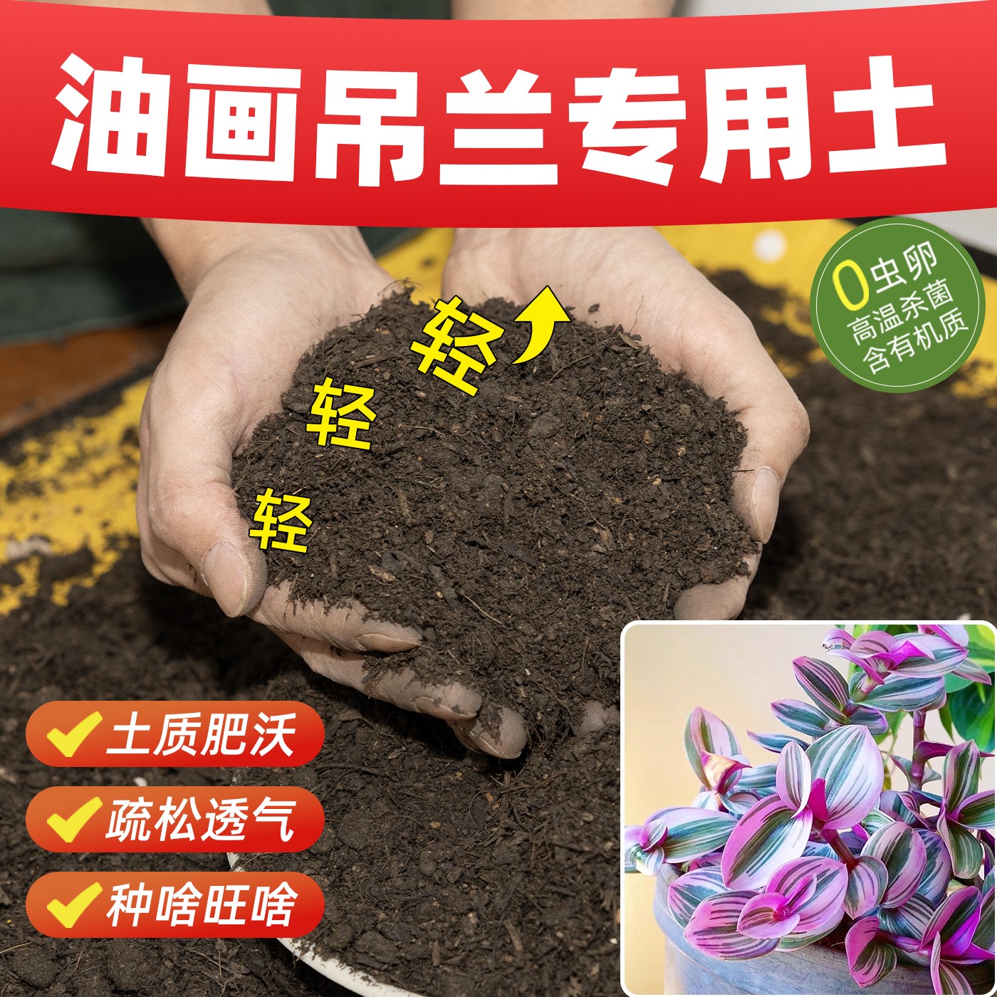 油画吊兰专用营养土长效肥效无虫卵保水保肥种花土有机土室内盆栽