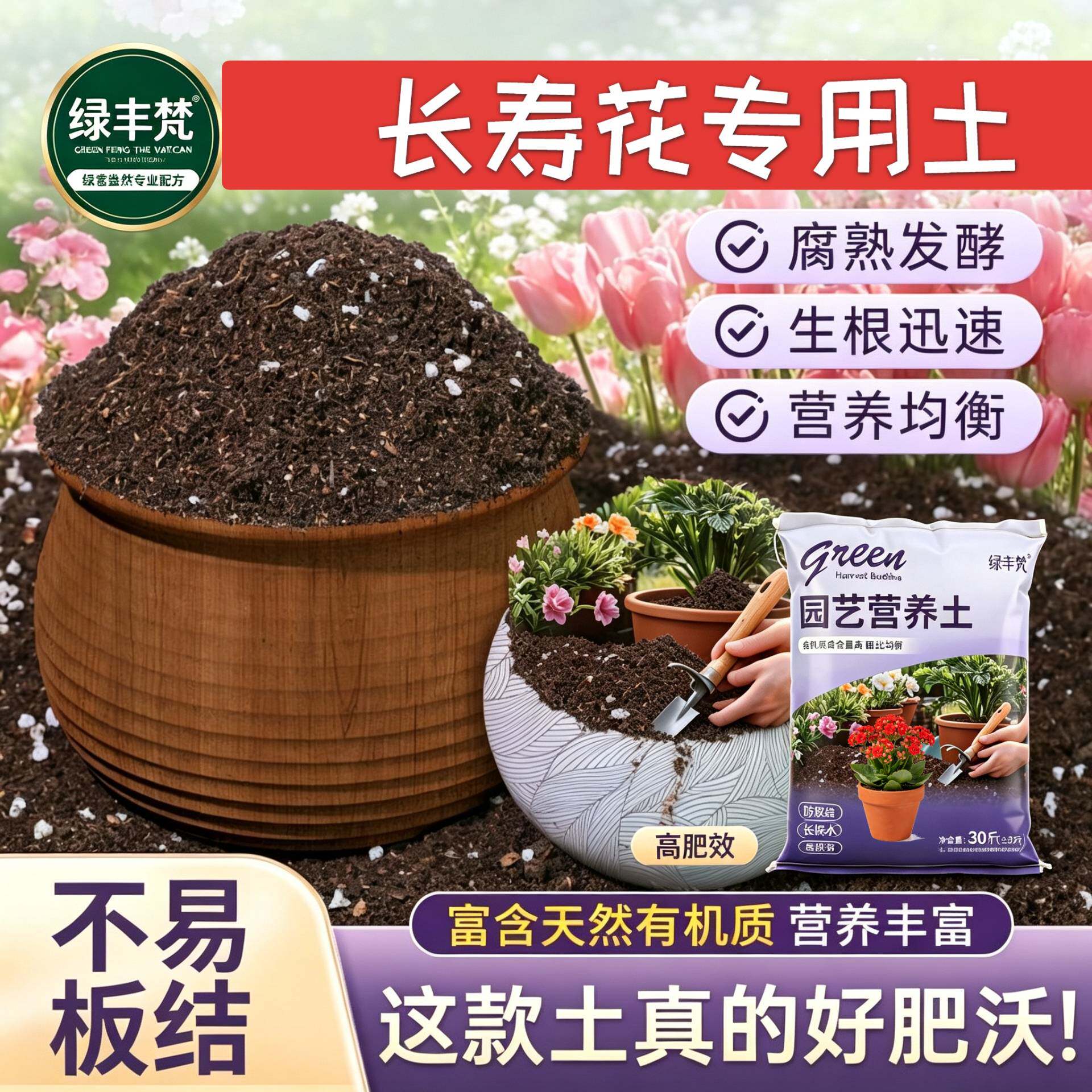 长寿花适用种菜土根壮苗好花园加深生根粉有机绿叶喜酸不板结多肉