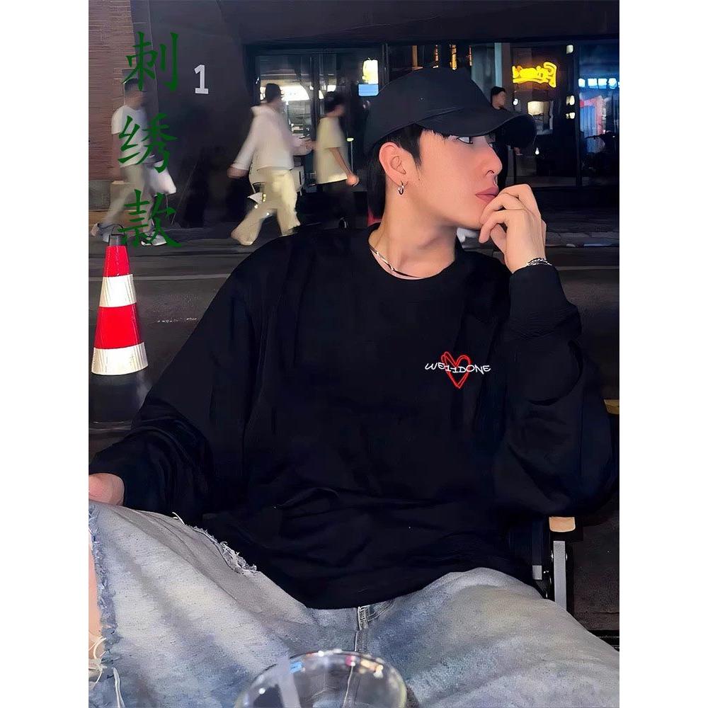1506/QLT90510/P42t恤男潮流宽松情侣刺绣休闲百搭圆领体恤衫，男装T恤，星座1506