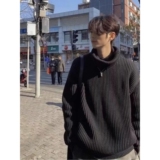 1506/M18351/P52时尚设计感高领毛衣开衫新款秋季牛仔拼接针织1，男装针织衫/毛衣，星座1506