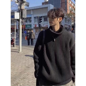 1506/M18351/P52时尚设计感高领毛衣开衫新款秋季牛仔拼接针织1图片