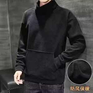 1506/QG010/P26秋冬德绒半高领卫衣男长袖加绒厚款外套图片