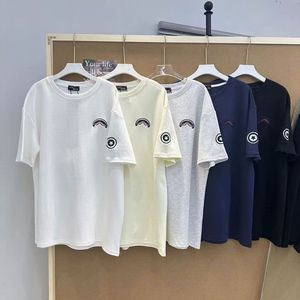 1506/QAT5010/P34鲨鱼短袖t恤男潮牌夏季宽松五分袖简约印花上衣图片