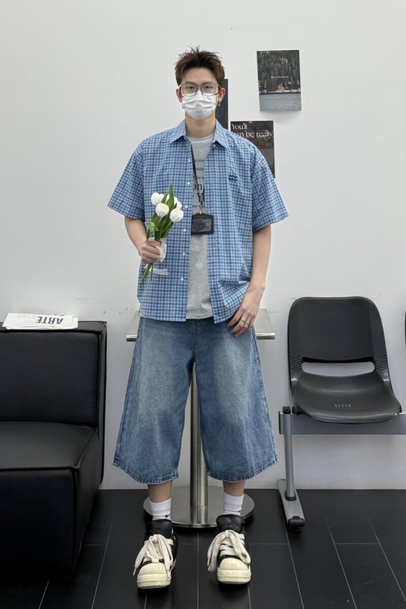 1506/QC1300/P39复古衬衫男夏装港风学生宽松新款男装上衣外穿,男装衬衫,星座1506