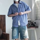 1506/QC1310/P35复古衬衫男夏装港风学生宽松小众设计感男装上衣，男装衬衫，星座1506