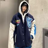 1506/QWT440/P56潮美式重工字母植绒刺绣棒球服男秋季宽松夹克1，男装夹克，星座1506