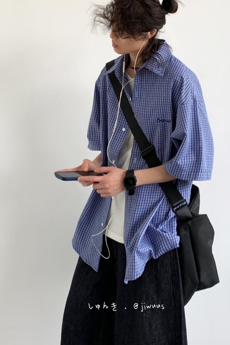 1506/QC1310/P35复古衬衫男夏装港风学生宽松新款男装上衣外穿,男装衬衫,星座1506
