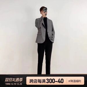 1506/QW100/P62轻量弹力休闲西服套装两色入春秋款高级感两粒扣图片