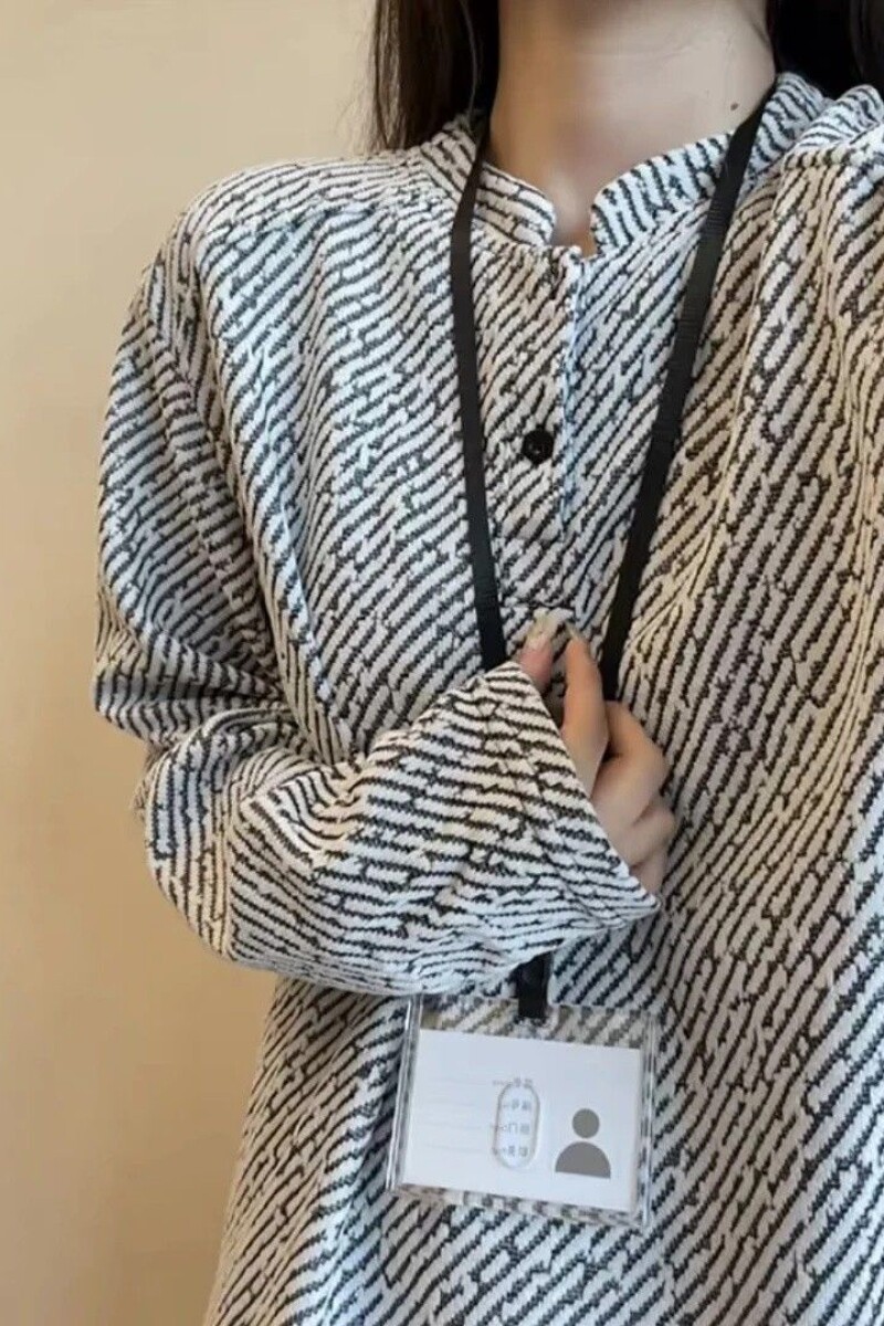 1506/QM330/P38黑白条纹亨利领卫衣男款秋季重磅小香风长袖t恤1,男装T恤,星座1506