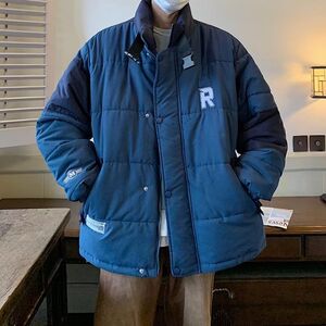 1506/Q5220/P82冬季潮牌宽松立领拼色棉服男女外套1图片