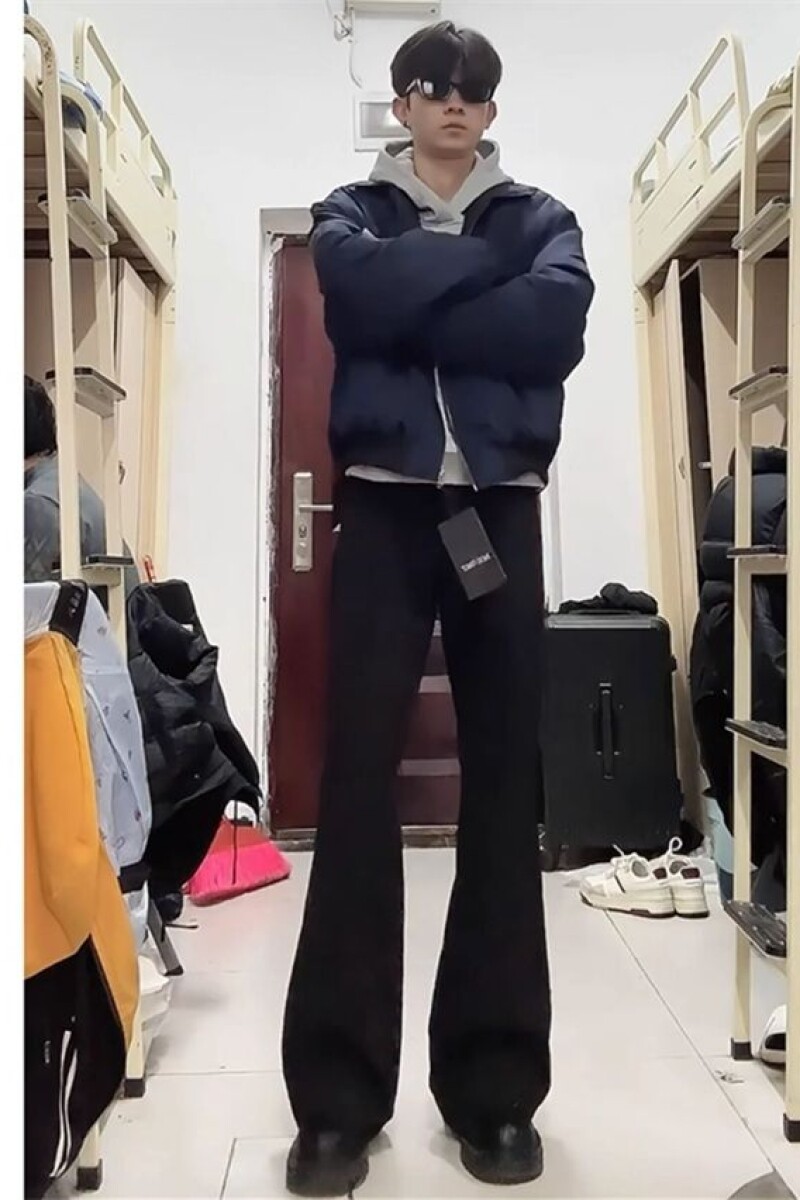 1506/QK26560/P38黑色微喇西裤男生修身直筒休闲长1,男装西裤,星座1506