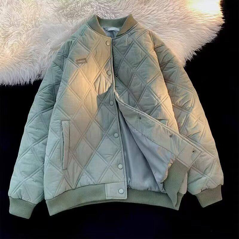 1506/2220/P75冬季菱形格潮棉衣男复古宽松棉袄学生棉服潮外套,男装棉衣,星座1506