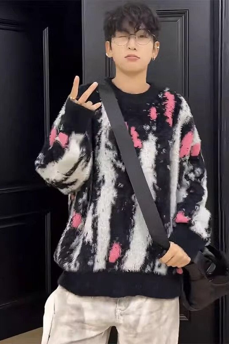 1506/MM151/P62马海毛扎染毛衣男款秋冬季美式加厚针织衫外套1,男装针织衫/毛衣,星座1506