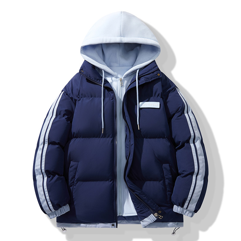 1506/M8602/P75青少年棉服男士棉衣冬装假两件连帽潮牌情侣外套,男装棉衣,星座1506