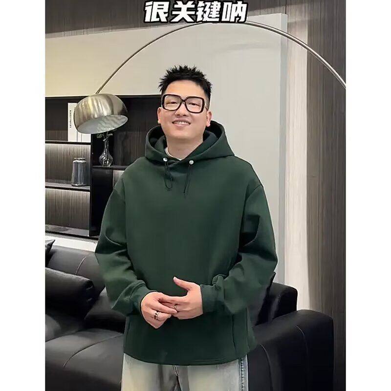 1506/QT4160/P44套头连帽卫衣男秋季宽松大码日系运动衫纯色1图片