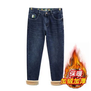 1506/Q99310/P59秋冬新款加绒加厚男士牛仔裤修身弹力直筒裤子1图片
