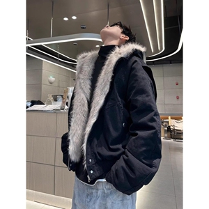1506/Q86130/P90毛棉袄男士冬季座山雕连帽棉衣冬装情侣棉服外套图片