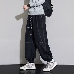 1506/QJYF-M88020/P67牛仔裤男潮流刺绣时尚宽松弯刀休闲裤2图片