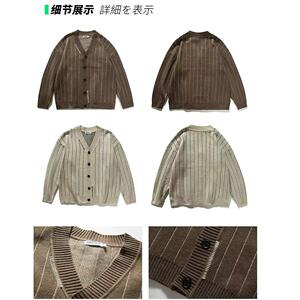 1506/Q32650/P59秋冬新款开衫美式复古休闲V领针织衫男纯色外套2图片