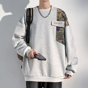 1506/QY25R0/P39新中式潮牌刺绣拼接卫衣男春秋季风衣服长袖1图片