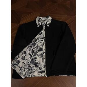 1506/QJ470/P76高级花里假两件衬衫拉链夹克上衣外套复古男图片