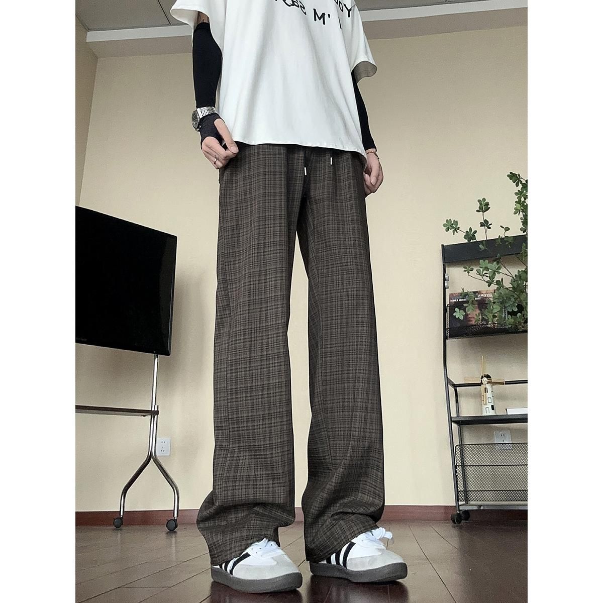 1506/QA4290/P39轻薄透气格子裤长裤休闲裤情侣男女百搭复古ins,男装休闲裤,星座1506