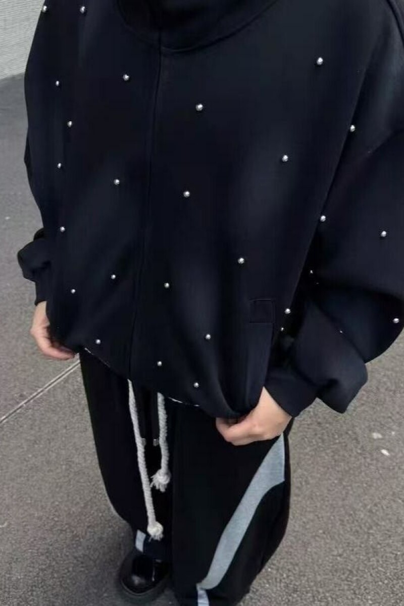 1506/QA2420/P59美式珠点缀喷绘连帽卫衣男女休闲百搭宽松开衫1,男装卫衣,星座1506