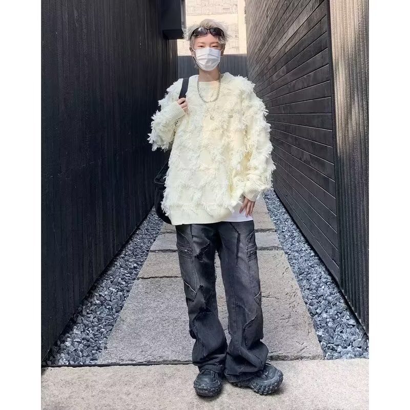 1506/QYM270/P52秋冬美式流苏套头毛衣百搭情侣款软糯长袖针织衫2,男装针织衫/毛衣,星座1506