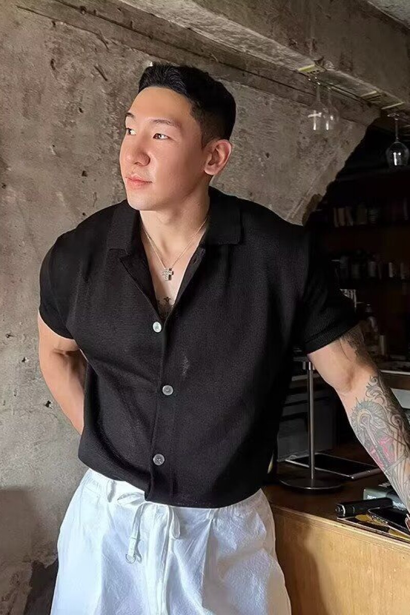 1506/QM8060/P42夏季冰丝短袖男Polo衫宽松轻熟翻领潮透气针织衫图片