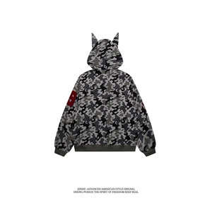 1506/W82861/P59美式秋冬款帽衫重磅纯色短款连帽卫衣男1图片