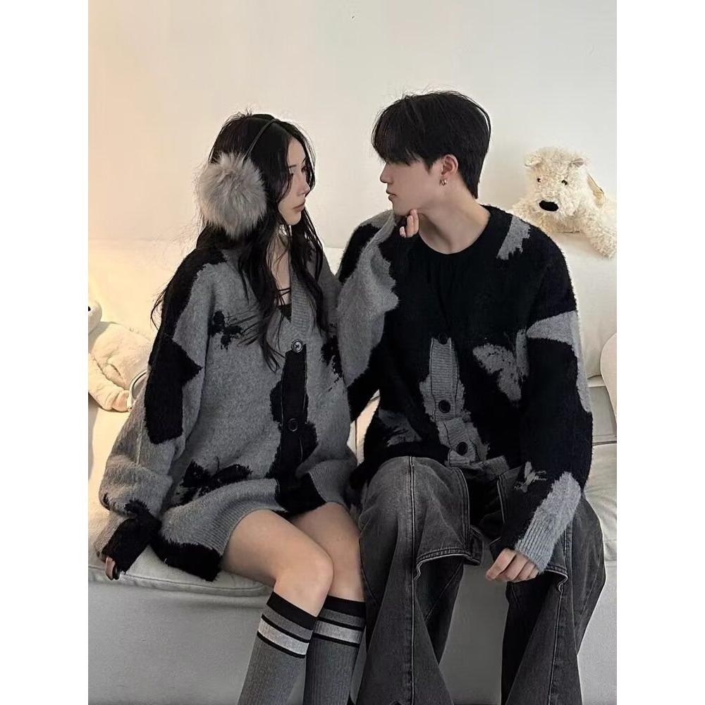1506/QM970/P52复古休闲慵懒风V领针织衫男纯色外套潮1,男装针织衫/毛衣,星座1506