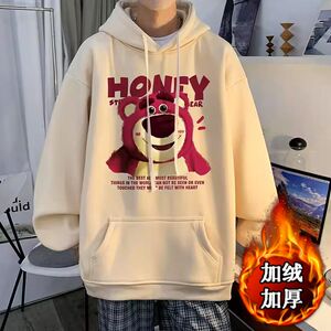 1506/Q贝贝绒J149红毛熊0/P39港风宽松潮牌字母印花百搭外套图片