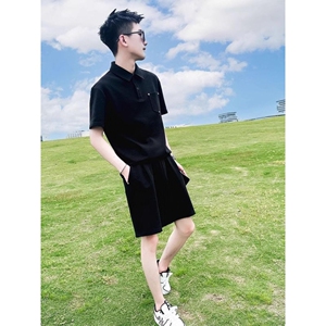 1506/Q7380/P44运动套装男夏季棉薄速干短袖短裤两件套跑步服1图片