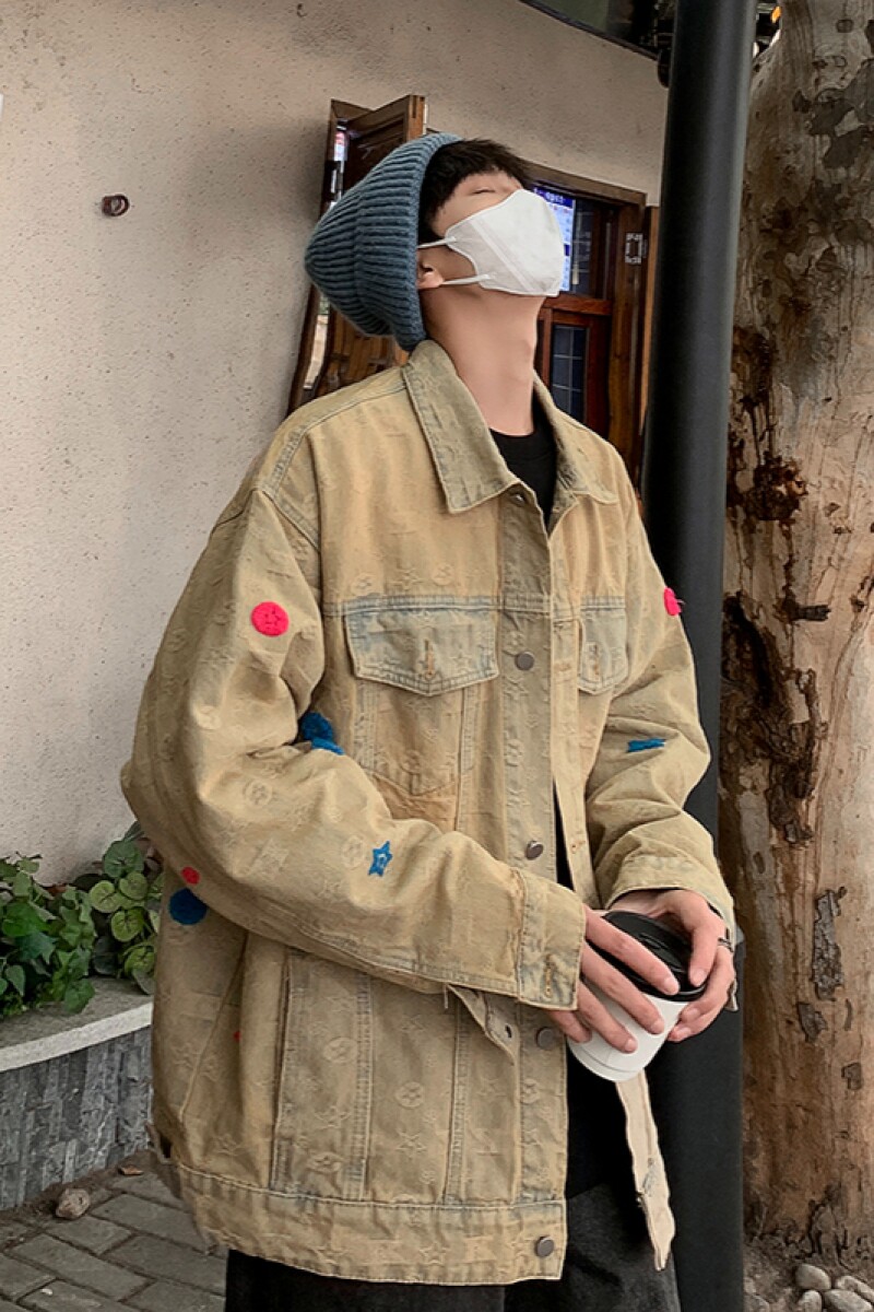 1506/Q18450/P71原版质量黄泥色2025年炸街牛仔上衣夹克男女1,男装工装外套,星座1506