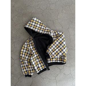1506/QA2050/P60黄格纹双面穿双开拉链卫衣男女秋冬季外套潮1图片
