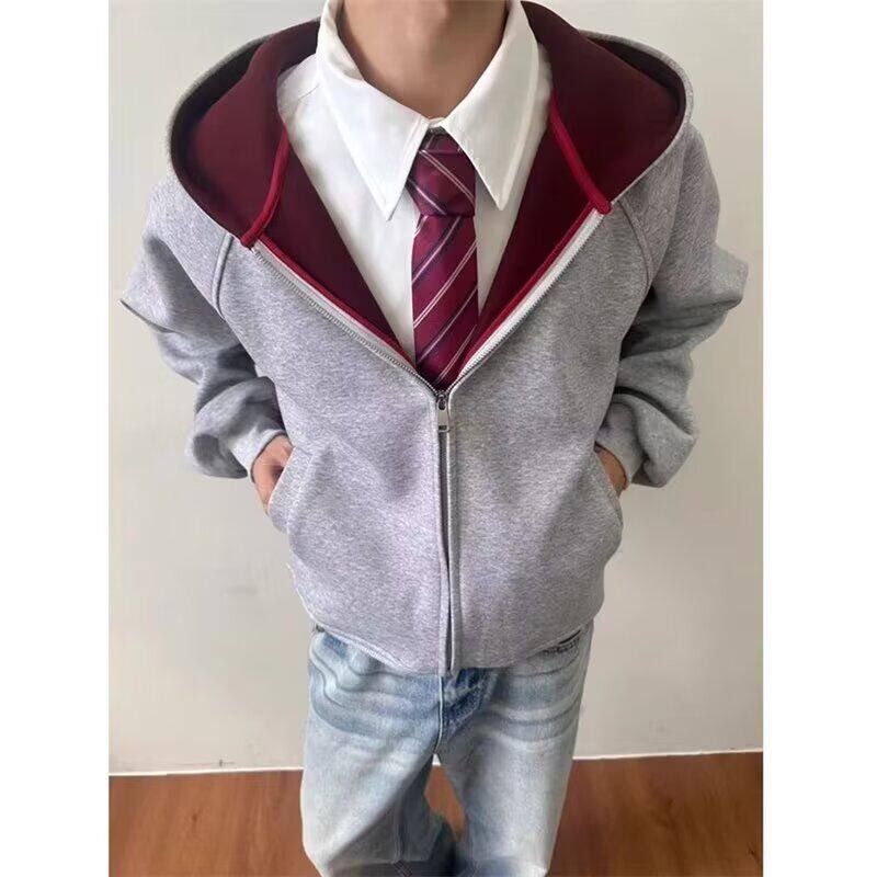 1506/QR-J7400/P59新款卫衣港风宽松简约连帽卫衣开衫男女同款,男装卫衣,星座1506