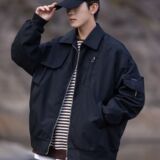 1506/Q6300/P44春秋款工装夹克黑色显瘦衣服宽松翻领外套1，男装夹克，星座1506