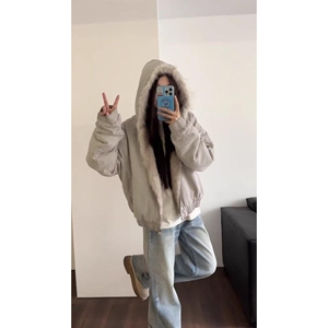 1506/Q86130/P90潮座山雕毛绒连帽棉服男女2025冬季加厚棉衣图片