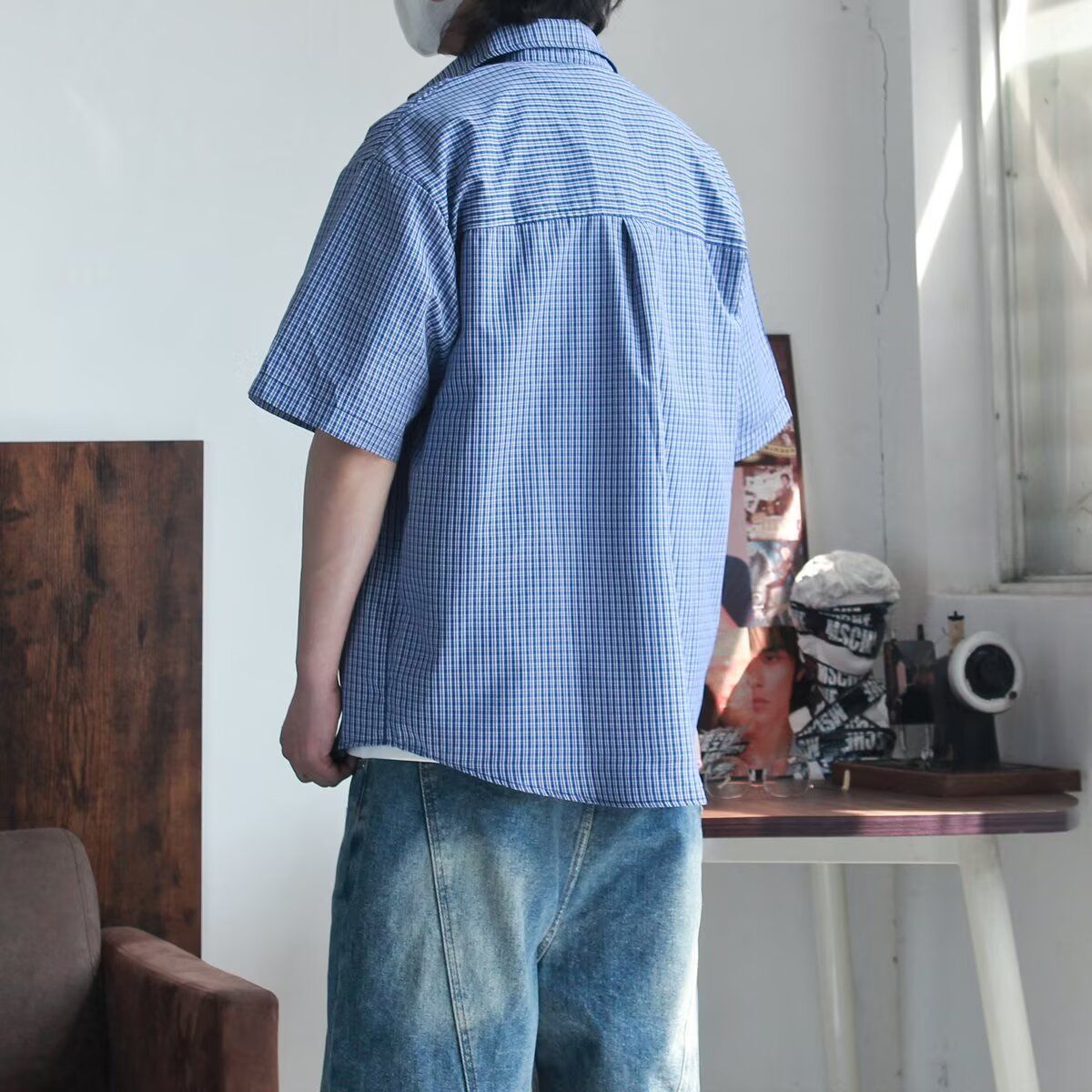 1506/QC1310/P35复古衬衫男夏装港风学生宽松小众设计感男装上衣,男装衬衫,星座1506