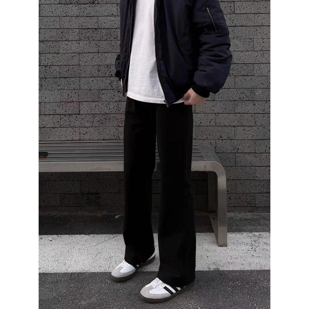 1506/QMN80/P54黑色男春秋美式修身显瘦直筒裤微喇休闲长裤1,男装休闲裤,星座1506