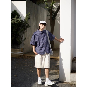 1506/Q336/P42复古衬衫男夏装港风趣味新款男装上衣外穿图片