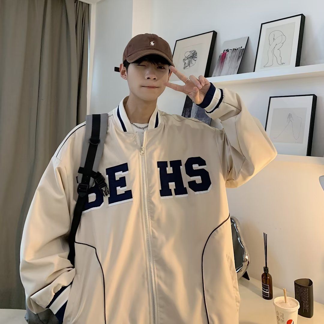 1506/Q6660/P44美式复古棒球服男女春秋季情侣百搭休闲夹克外套1,男装夹克,星座1506