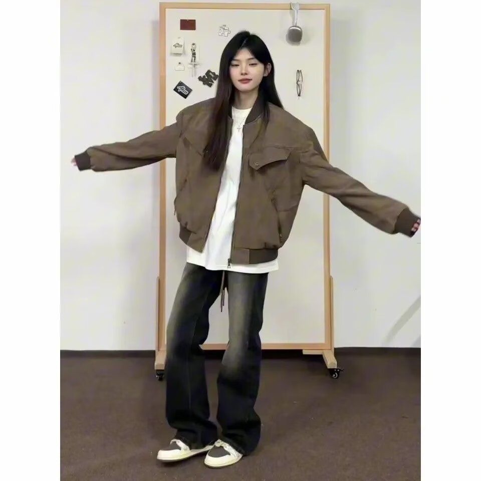 1506/QWT560/P66美式复古工装夹克男女秋季休闲宽松做旧外套潮牌1,女装短外套,星座1506