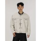 1506/QTD-F40140/P76水洗做旧短宽牛仔夹克外套复古简约通勤百搭1，男装夹克，星座1506