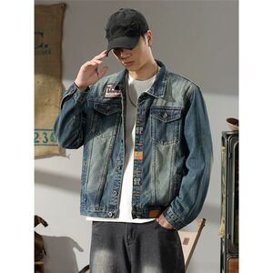 1506/Q18470/P62网图原版质量复古蓝2025年原宿风潮流夹克男图片