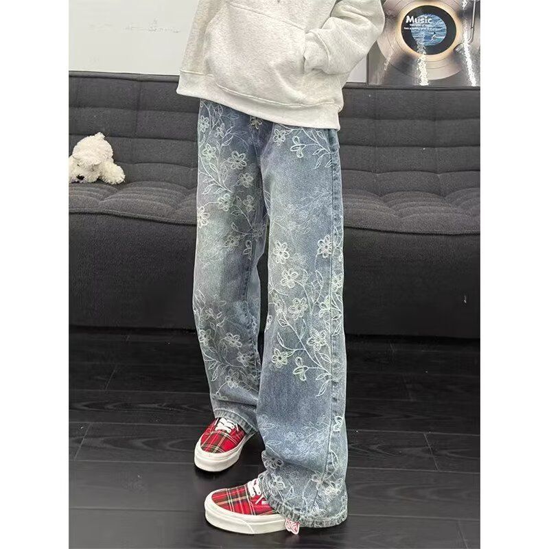 1506/Q21440/P44潮牌水洗直筒休闲裤宽松痞帅微喇裤1,男装休闲裤,星座1506