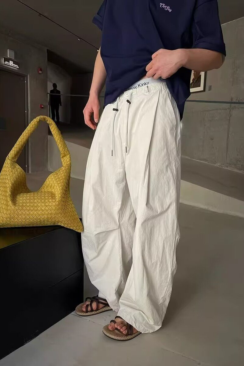 1506/QHR740/P50宽松休闲裤男潮流百搭裤子夏坠感阔腿拖地长裤,男装休闲裤,星座1506